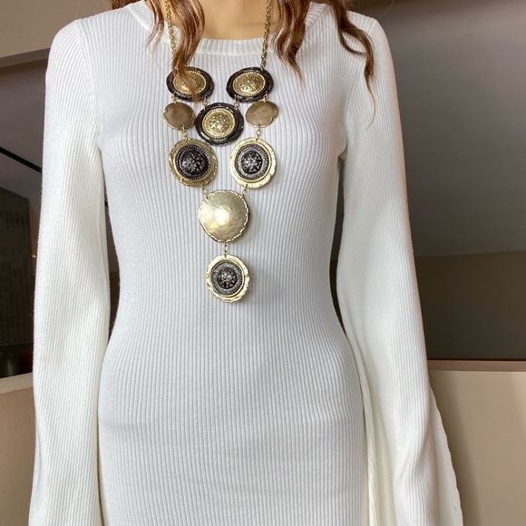 Nasty Gal Cream Flare Sleeve Sweater Dress - Picture 11 of 14